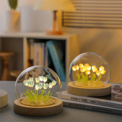 Handmade Tulip Flower LED Night Light for Bedroom Decor