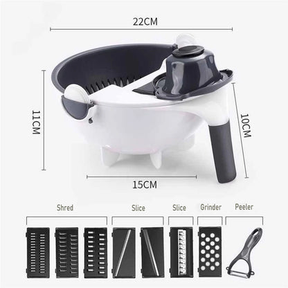 Multi-Functional 9-in-1 Manual Vegetable Slicer with Interchangeable Blades