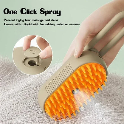 3-in-1 Steamy Pet Brush for Dogs and Cats with Grooming Spray