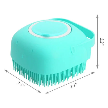 Pet Shampoo Brush with 80ml Dispenser for Dogs and Cats - Soft Silicone