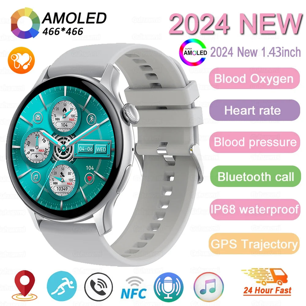 Women’s Sports Smartwatch with 1.43 in AMOLED Screen and Wellness Features