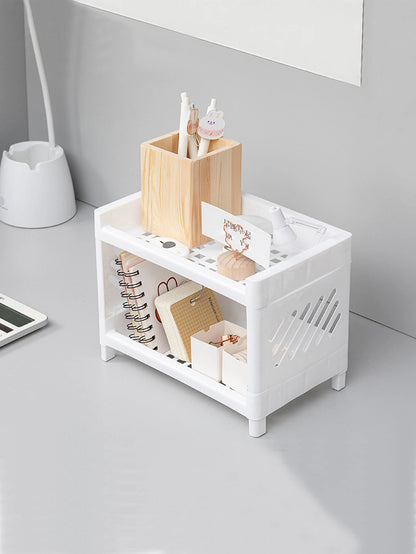 Double Layer Desktop Storage Rack for Office, Cosmetics and Stationery