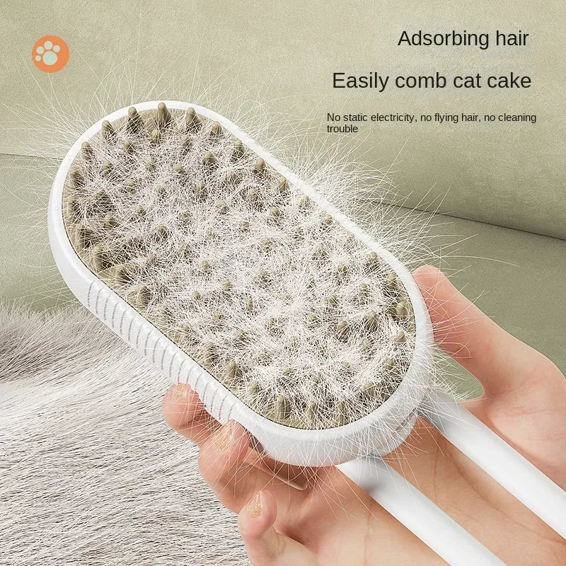 3-in-1 Steamy Pet Brush for Dogs and Cats with Grooming Spray