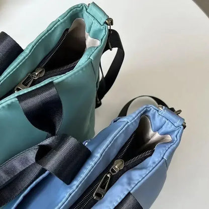 Fashion Nylon Tote Handbag with Zipper and Multiple Pockets