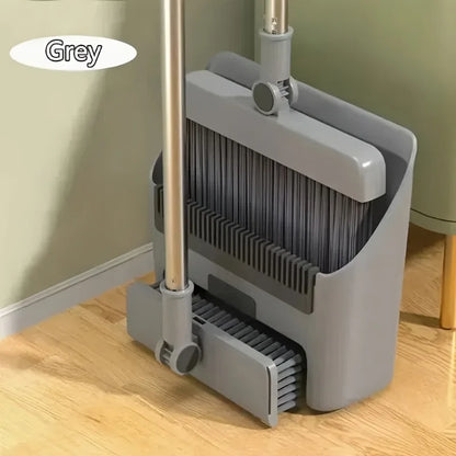3-in-1 Folding Broom and Dustpan Set for Multi-Surface Cleaning