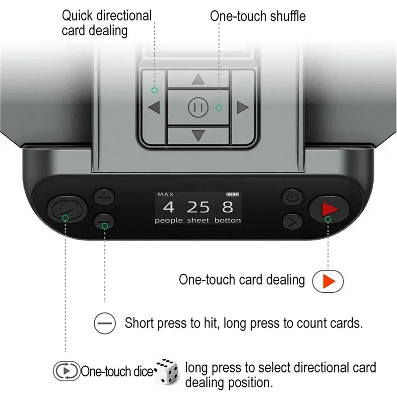 Fully Automatic Card Dealing Machine with OLED Display and 5200mAh Battery