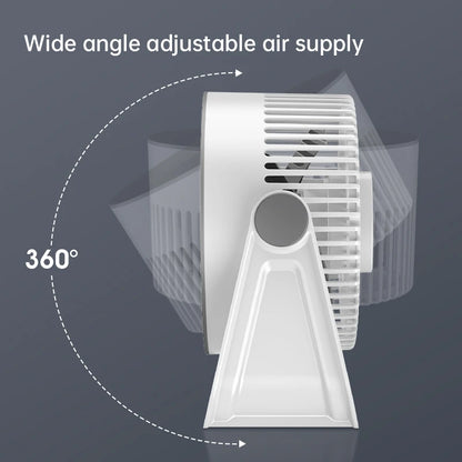 Portable USB Rechargeable Desktop Fan with 5 Speeds and Night Light