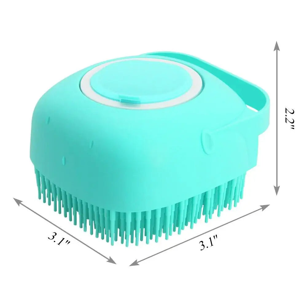 Pet Shampoo Brush with 80ml Dispenser for Dogs and Cats - Soft Silicone