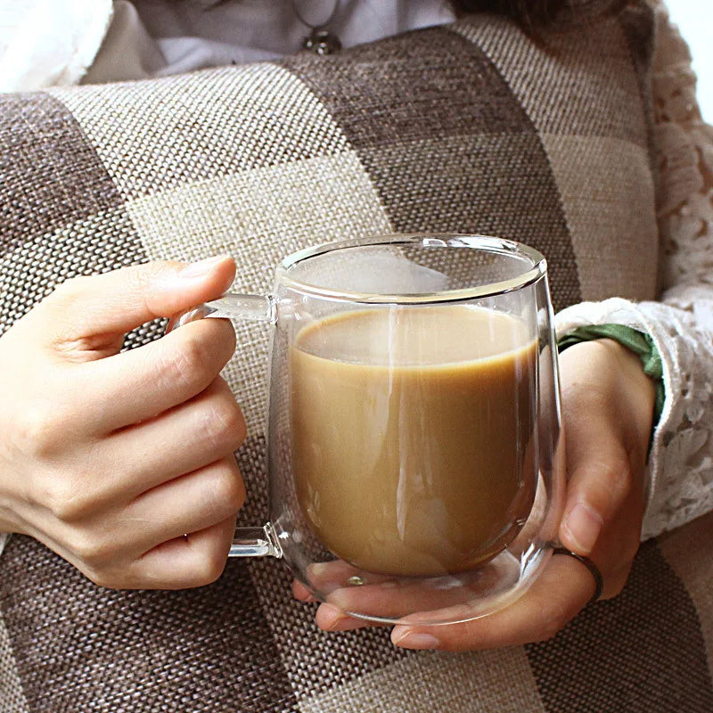 Elegant Double Wall Glass Cup for Coffee, Tea, Latte, and Cold Brews