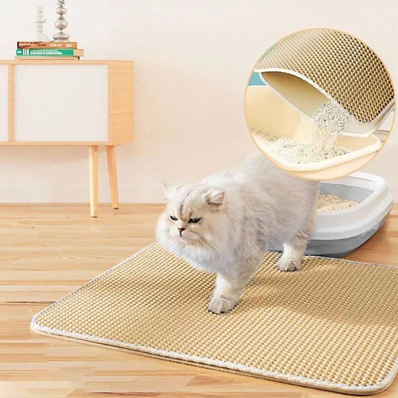 Waterproof Cat Litter Mat Double Layer Trapping Pad for Mess-Free Floors