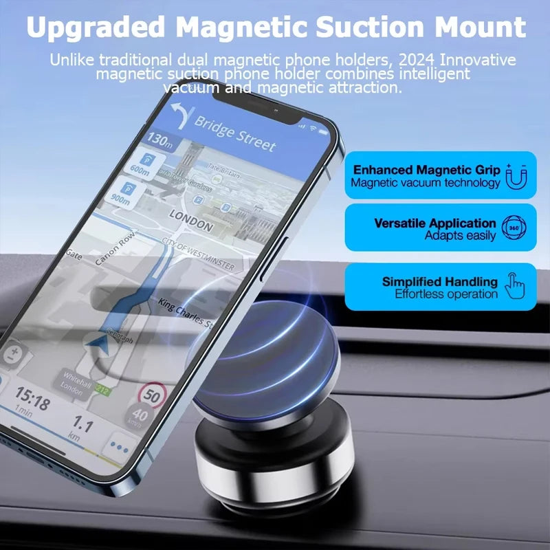 Double-Sided Magnetic Phone Holder with Suction Cup and 360° Rotation