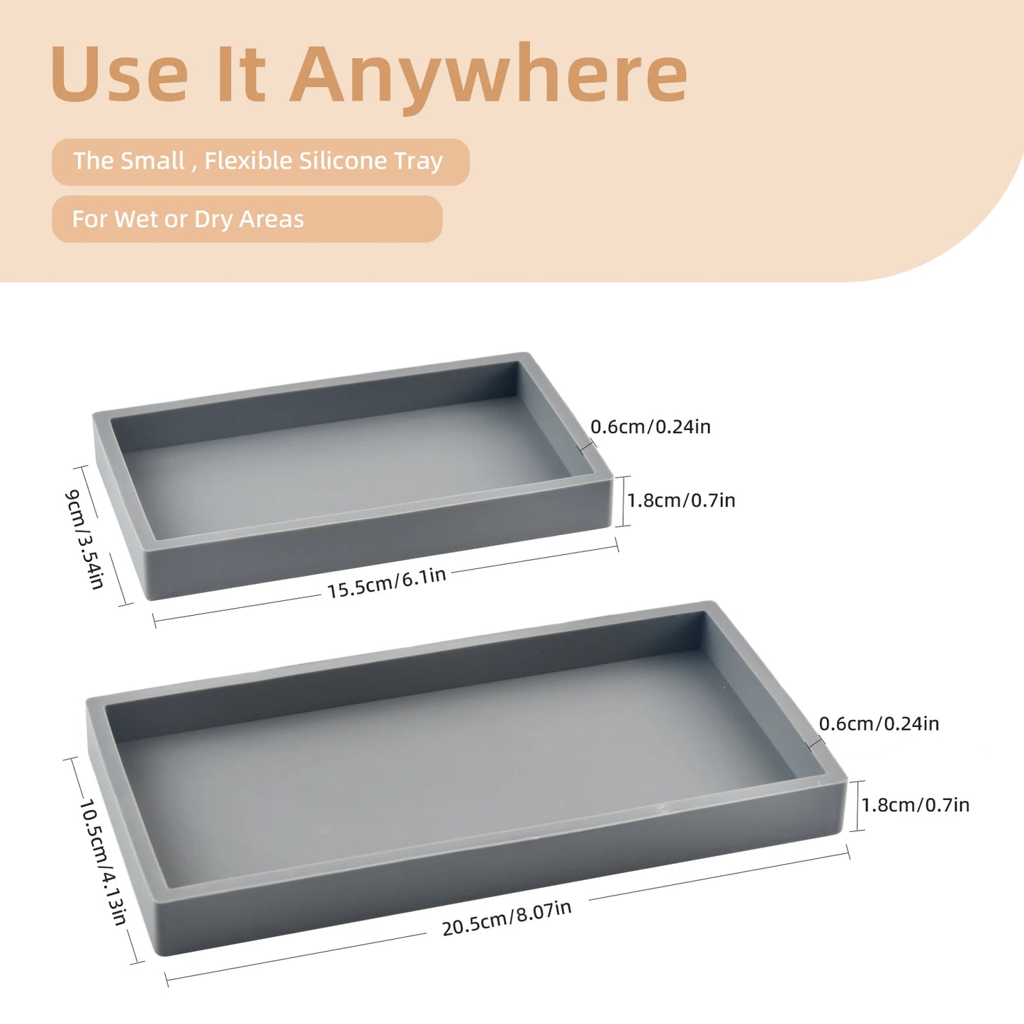 Multipurpose Silicone Tray for Bathroom, Toiletries and Jewellery