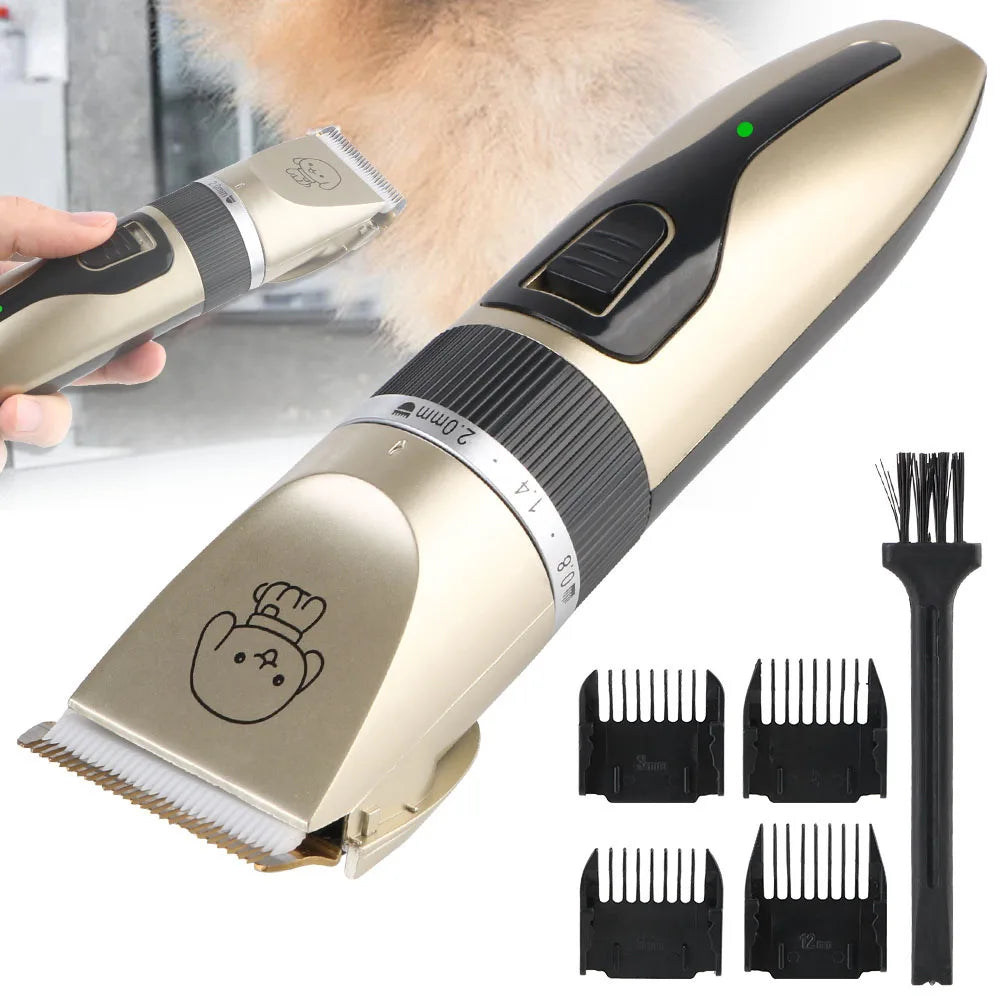Electric Pet Hair Trimmer for Dogs Cats and Small Animals Kit with Low Noise and Adjustable Blades