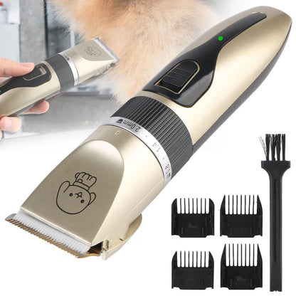 Electric Pet Hair Trimmer for Dogs Cats and Small Animals Kit with Low Noise and Adjustable Blades