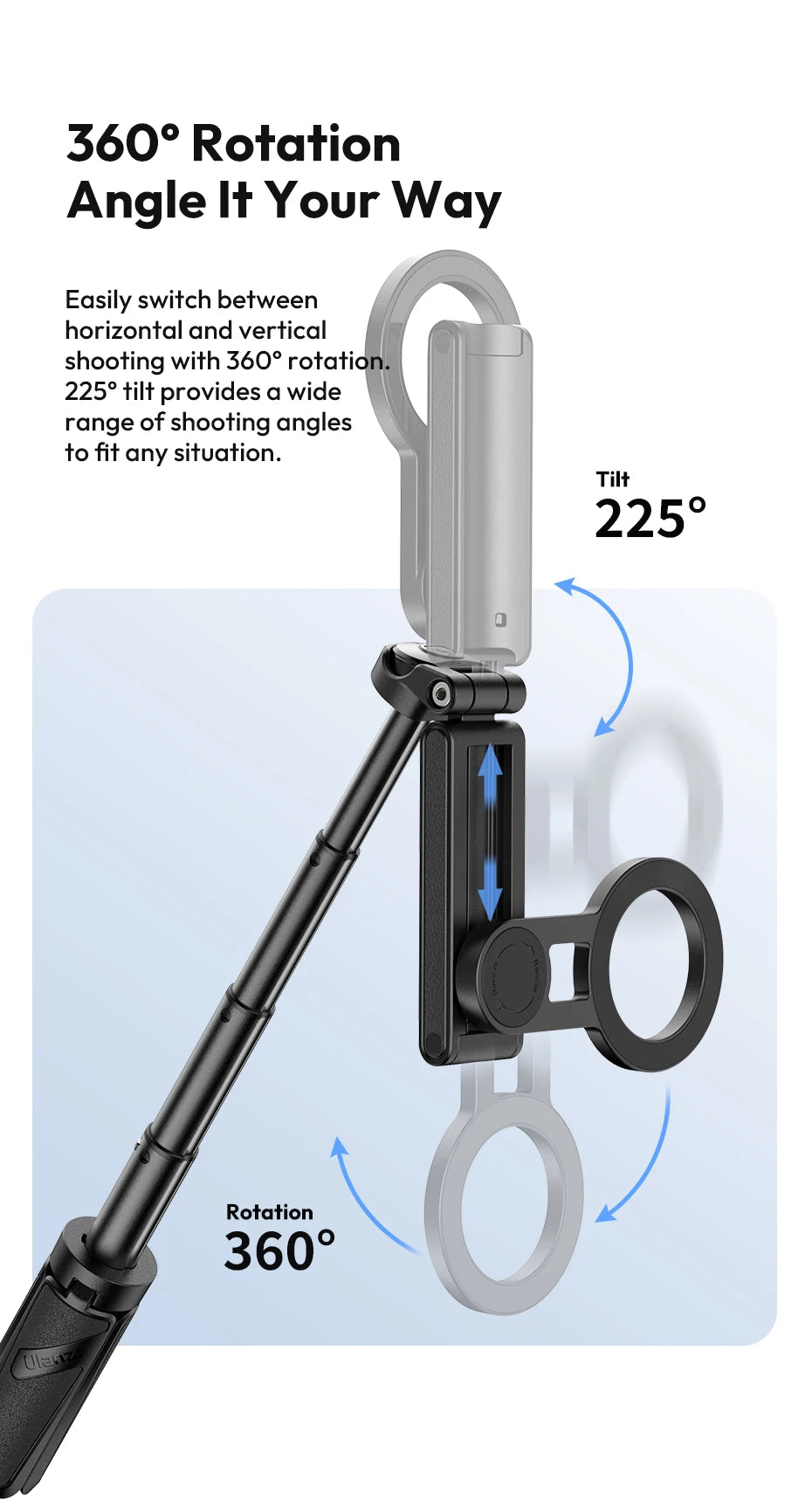 3-in-1 Wireless Phone Tripod Grip with MagSafe Mount and Remote