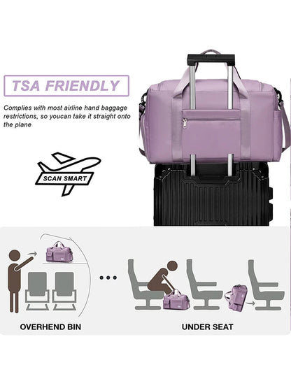 Lightweight Overnight Bag for Women with Dry-Wet Separation and 35L Capacity