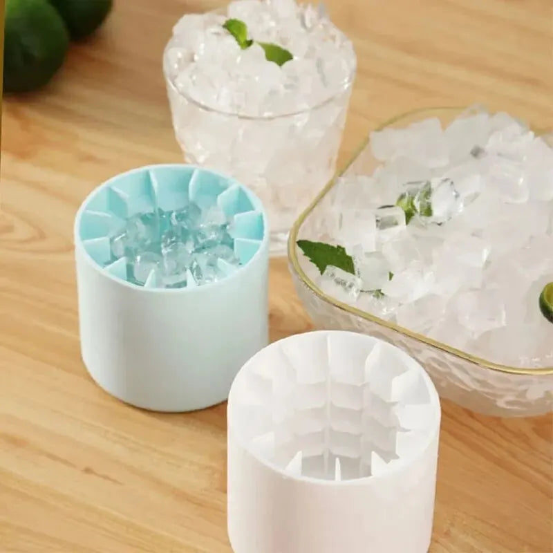 Silicone Round Ice Cube Mold with Compact Ice Bucket for Home and Bar Use