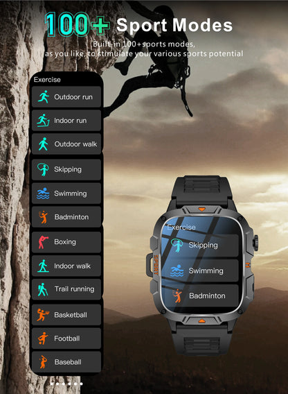 Men's Sports Smartwatch with HD Bluetooth Call & 100+ Modes – Military Grade