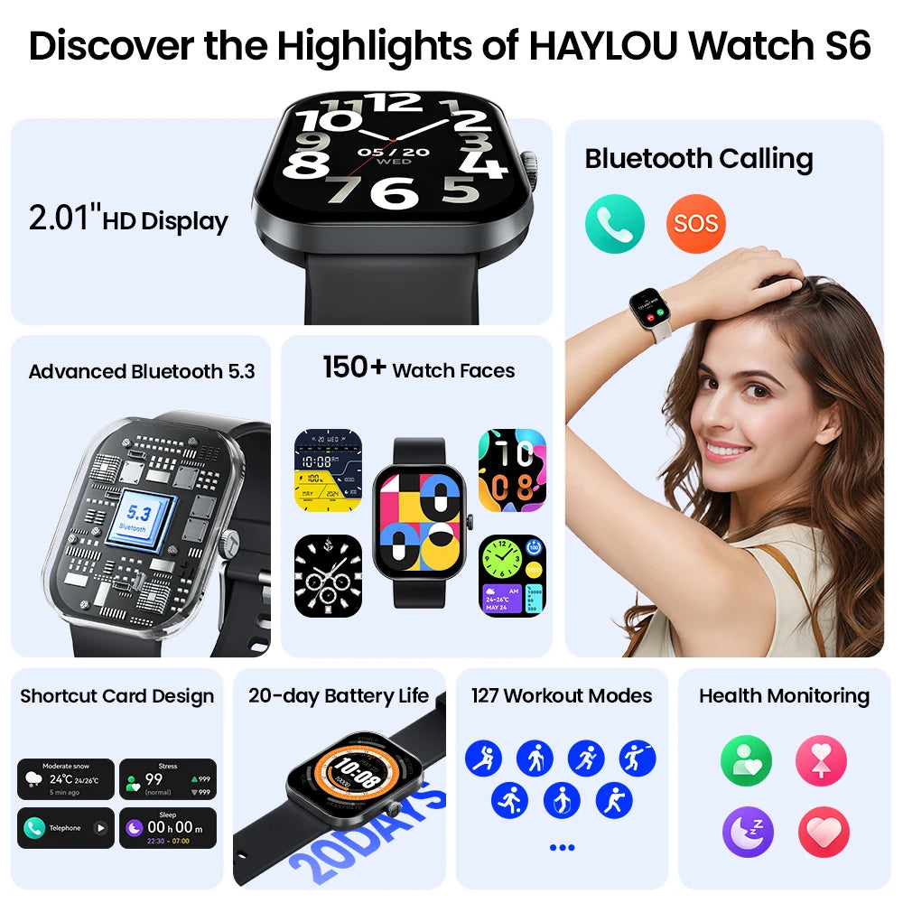 2.01" HD Display Fitness Smartwatch with Voice Assistant and IP68 Waterproof