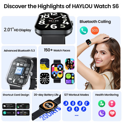 2.01" HD Display Fitness Smartwatch with Voice Assistant and IP68 Waterproof