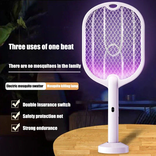 3-in-1 Electric Mosquito Swatter with Lamp and Wall Mount – 3000V & USB-C Charging