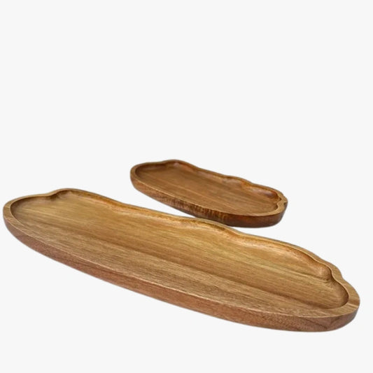 Japanese-Style Wooden Serving Tray for Snacks, Desserts and Coffee