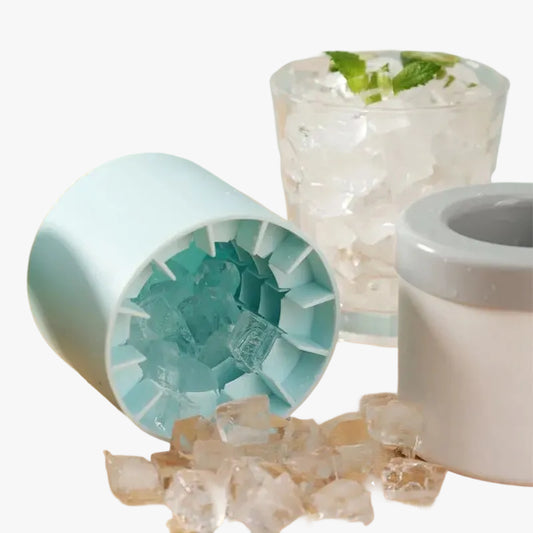 Silicone Round Ice Cube Mold with Compact Ice Bucket for Home and Bar Use