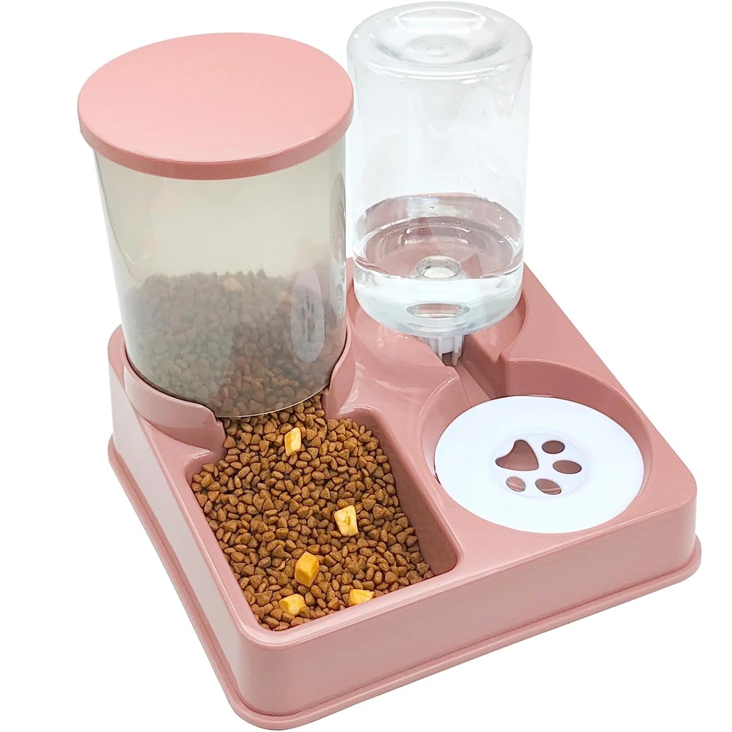 2-in-1 Tilted Pet Feeder Automatic Food and Water Station for Cats