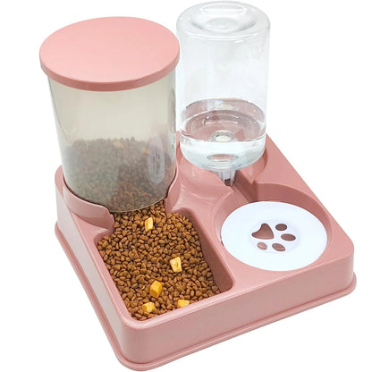 2-in-1 Tilted Pet Feeder Automatic Food and Water Station for Cats
