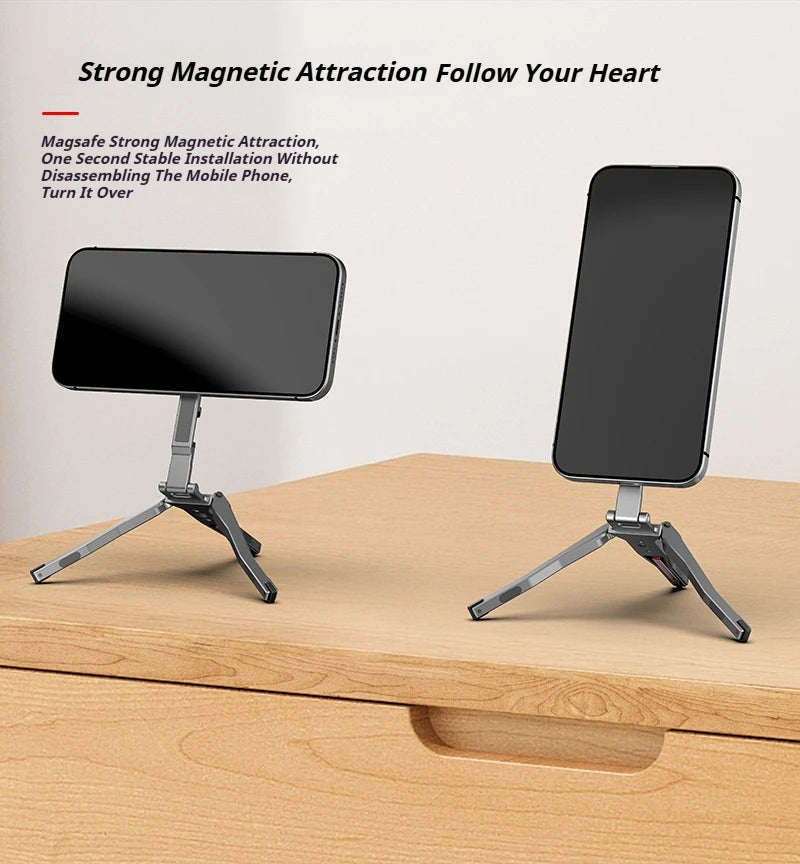 Universal Magnetic Phone Tripod Stand for Desk and Travel