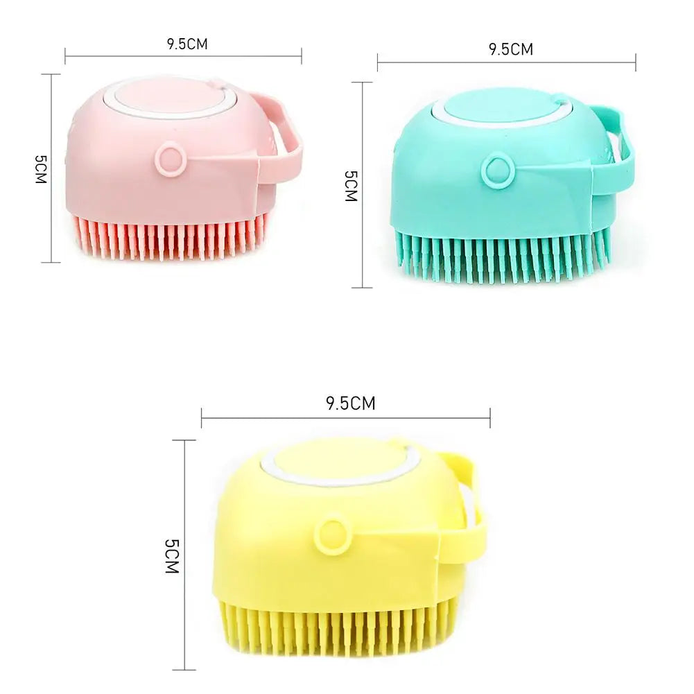 Pet Shampoo Brush with 80ml Dispenser for Dogs and Cats - Soft Silicone