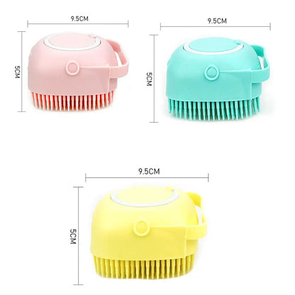 Pet Shampoo Brush with 80ml Dispenser for Dogs and Cats - Soft Silicone