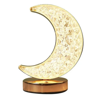 3D Crystal Moon Bedside Lamp Touch Control, Rechargeable & Stylish Night Light