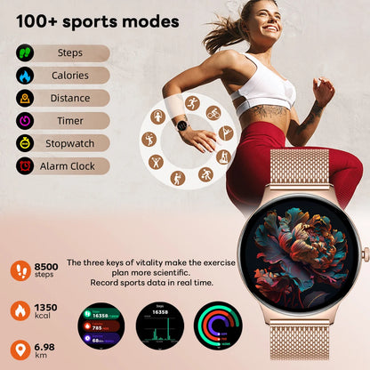 Fashion Slim Smartwatch for Women with Bluetooth 5.3, AMOLED Screen and Advanced Fitness Monitoring