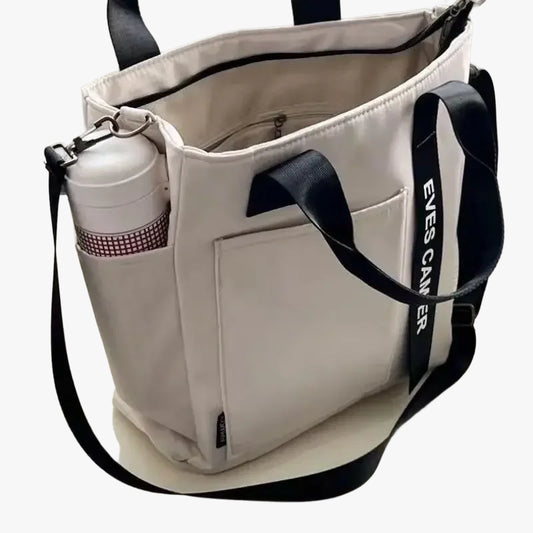 Fashion Nylon Tote Handbag with Zipper and Multiple Pockets