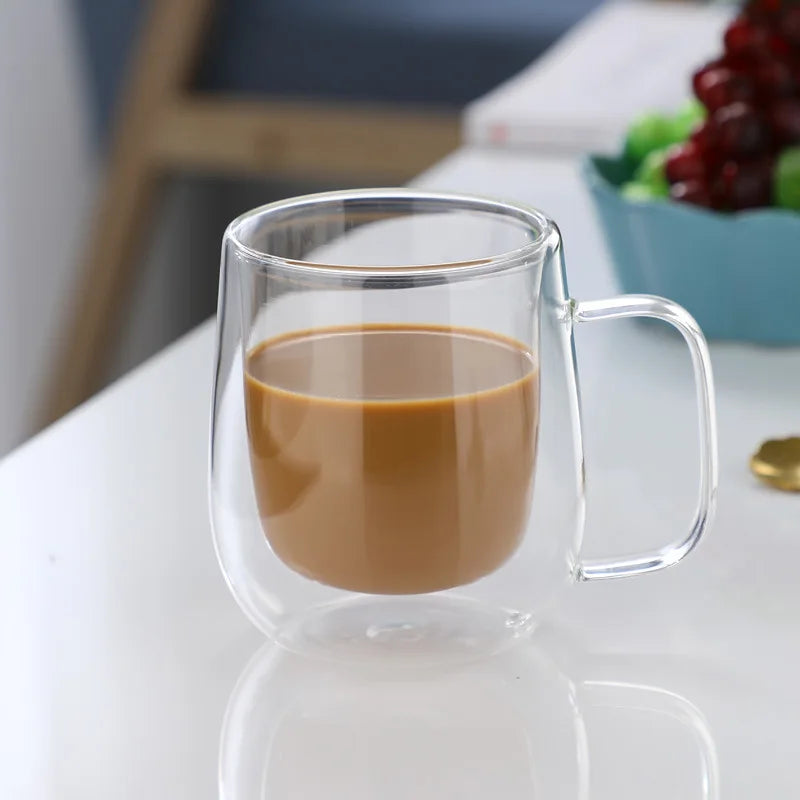 Elegant Double Wall Glass Cup for Coffee, Tea, Latte, and Cold Brews