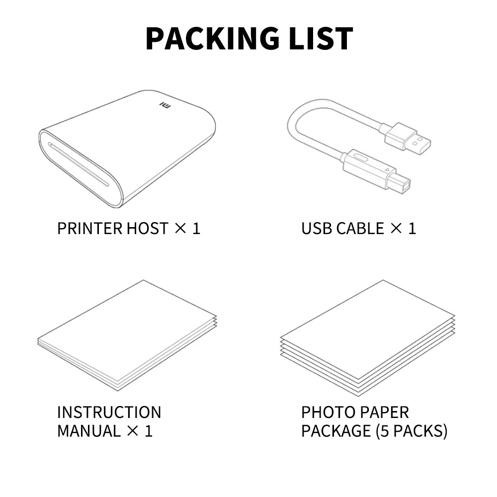 Portable Xiaomi AR Mini Photo Printer with 300DPI Resolution