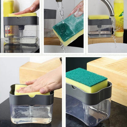 Portable Soap Dispenser for Dishes and Pots Easy-Press Kitchen Cleaning