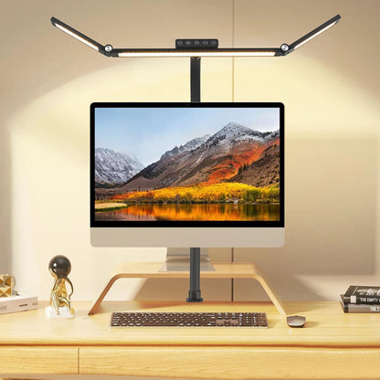 24W Triple Head LED Office Desk Lamp with Clamp and Stepless Dimming
