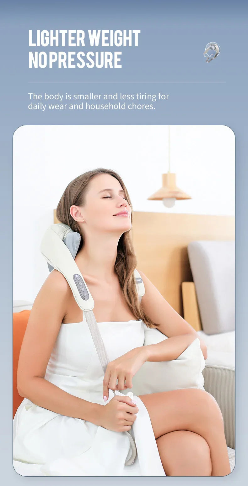 Wireless Neck and Back Massager with Heat, Kneading, and Shoulder Relief