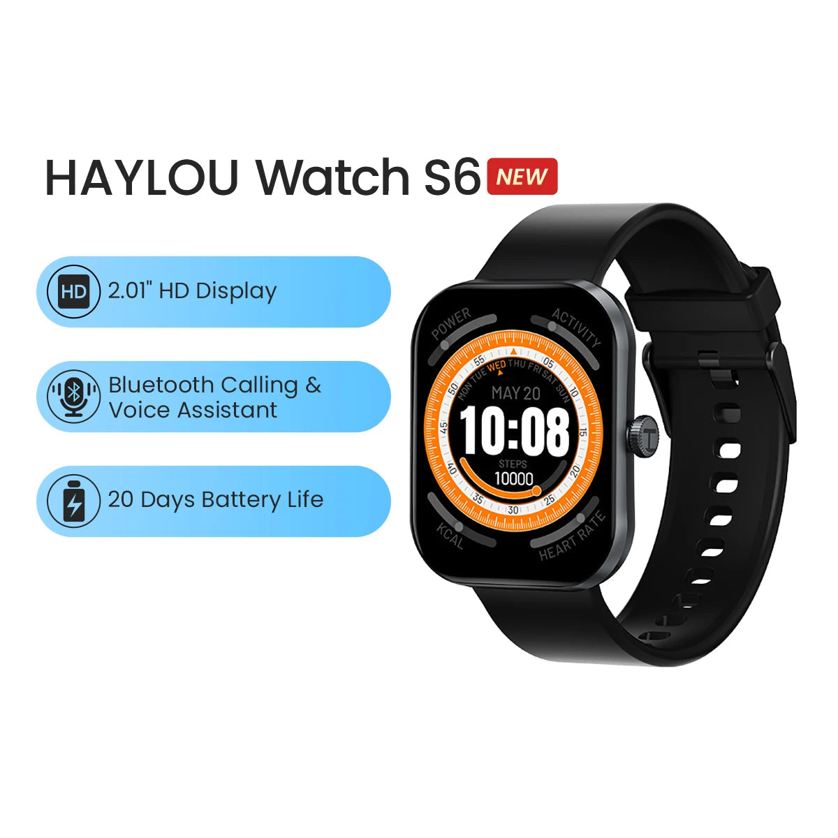 2.01" HD Display Fitness Smartwatch with Voice Assistant and IP68 Waterproof