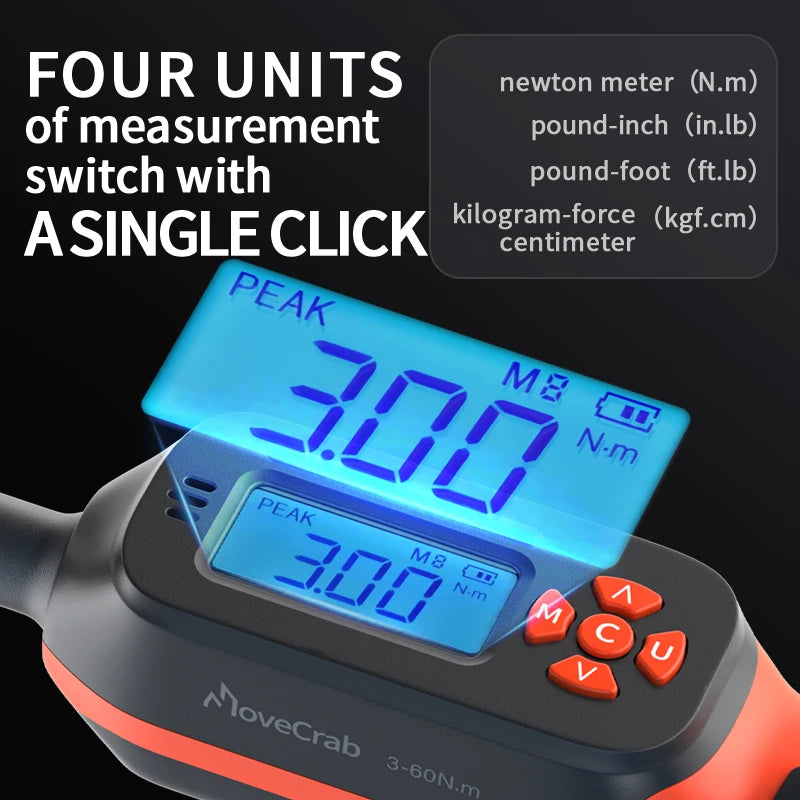 High Precision Digital Torque Wrench 1–340Nm for Automotive and Bike Repair Preset, LED, and Audible Alerts