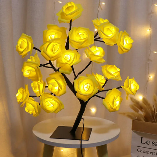 LED Rose Tree Table Lamp USB Fairy Light for Home Decor