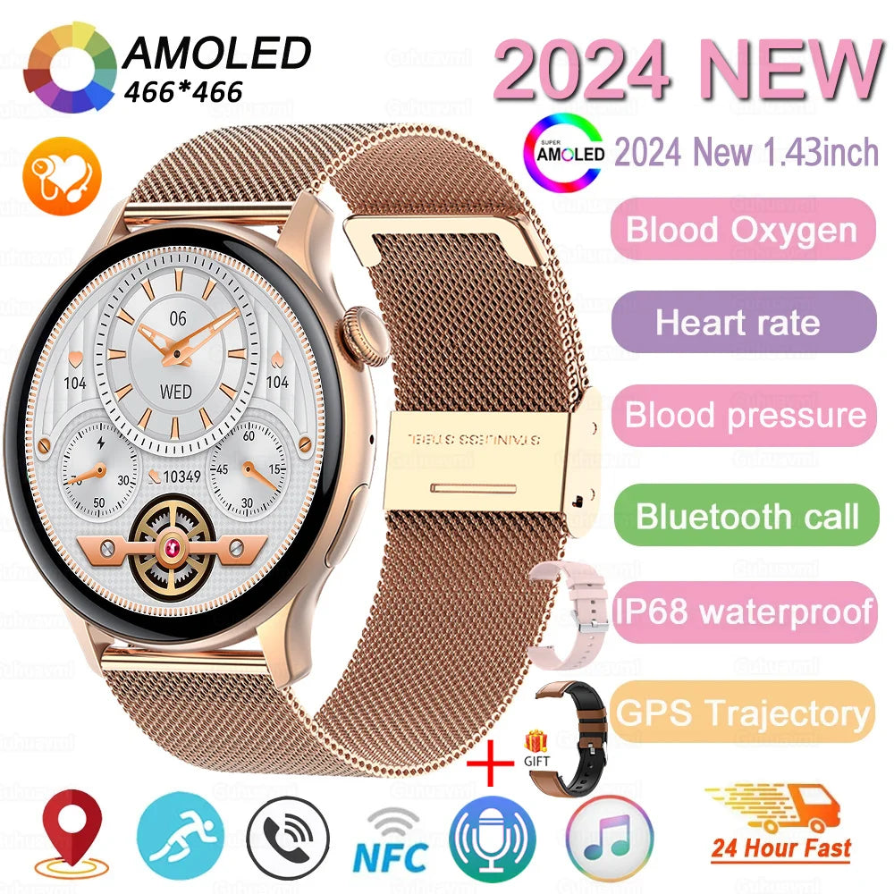 Women’s Sports Smartwatch with 1.43 in AMOLED Screen and Wellness Features