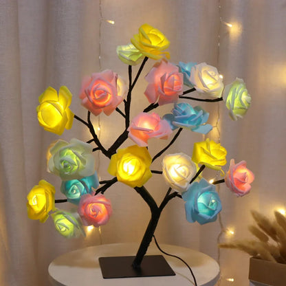 LED Rose Tree Table Lamp USB Fairy Light for Home Decor