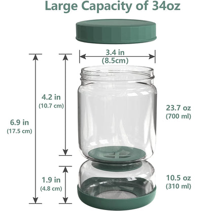 34oz Glass Pickle Jar with Strainer Flip, Airtight Leak-Proof Lid