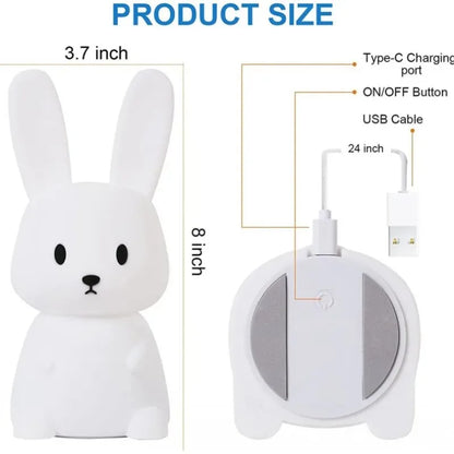 Soft Silicone Bunny Night Light with Touch Control & 7-Colour Modes
