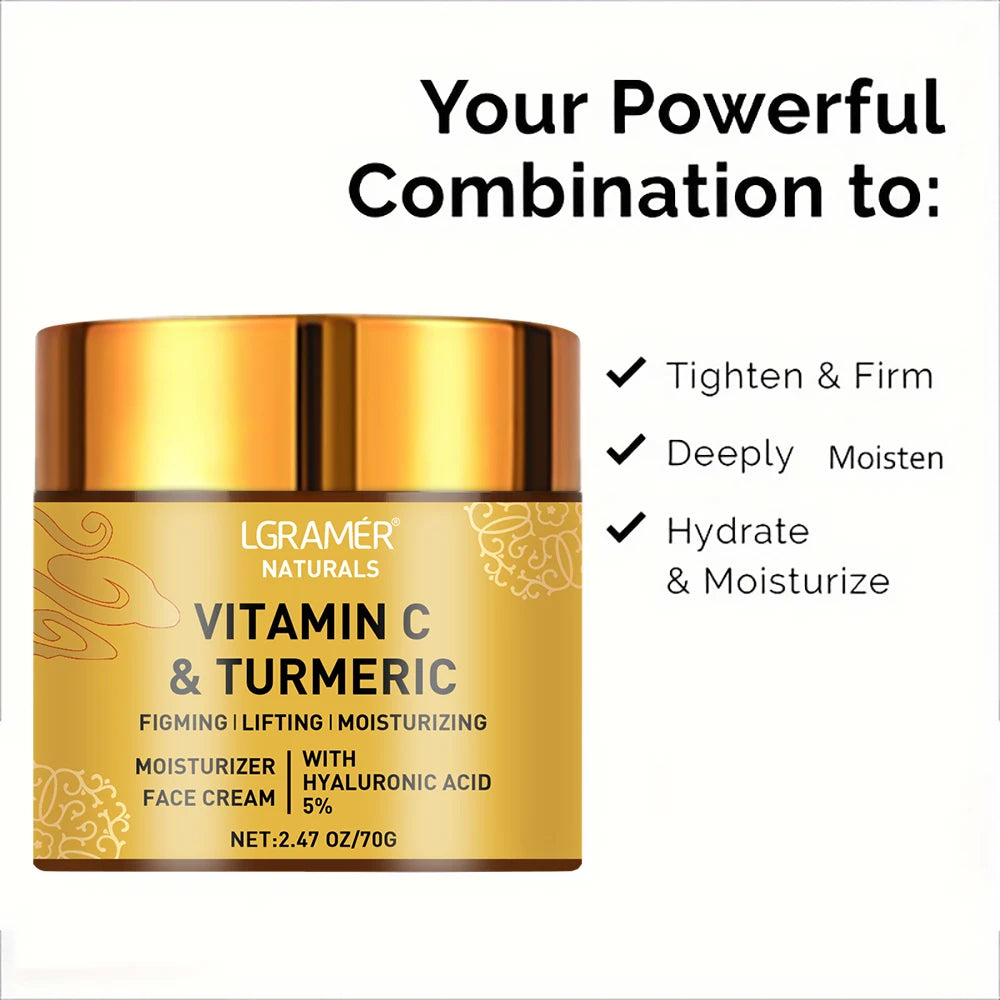 Hyaluronic and Retinol Face Moisturiser with Turmeric and Vitamin C for Smooth Skin
