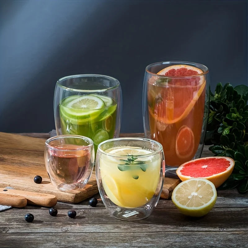 Transparent Borosilicate Double Wall Glass for Espresso, Drinks, and Desserts