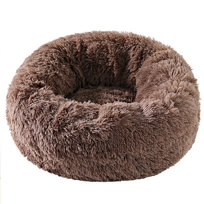 Soft Plush Cat Bed Washable Round Nest for Small Pets